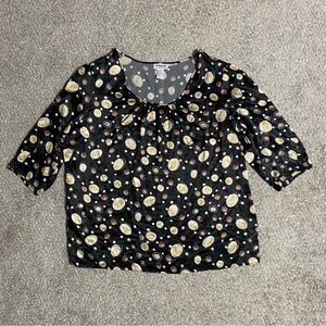 Unique Spectrum Women’s 26W/28W Black Stretch Polka Dot Blouse